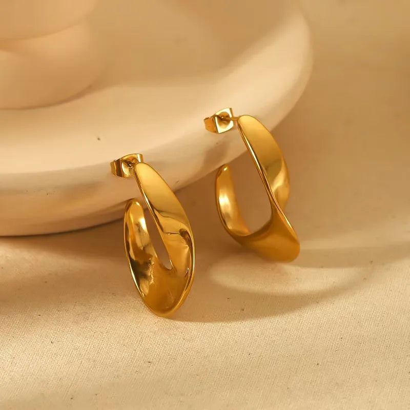 Gold C-Shape Hoop Earring